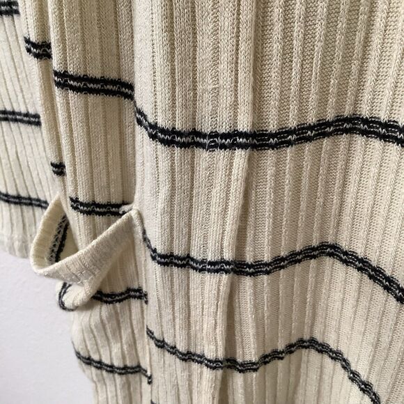 Daytrip Minimalist Chic Cozycore Slouchy Striped Cream Long Open Cardigan Small - Picture 4 of 10